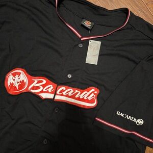 NWOT Bacardi Black Embroidered Logo Promotional Baseball Jersey